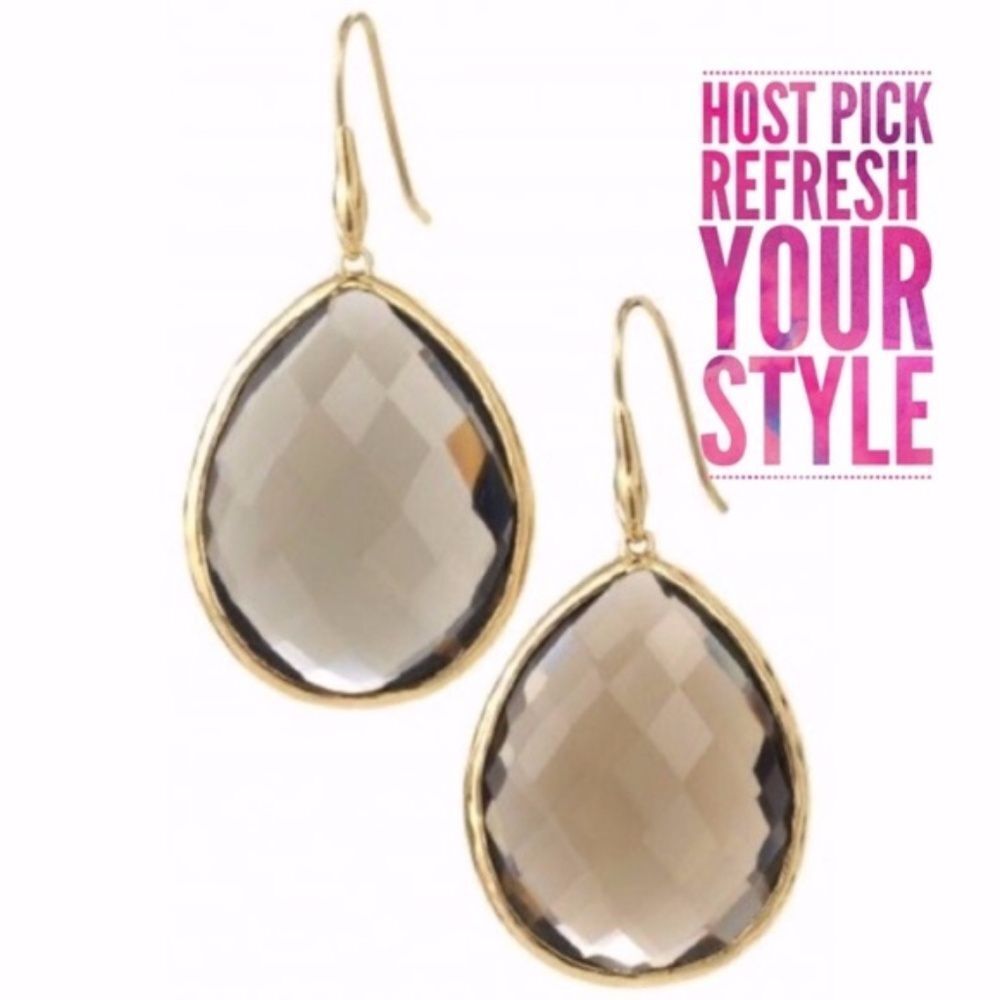 stella & dot ~ smokey serenity stone drop earrings ~ faceted